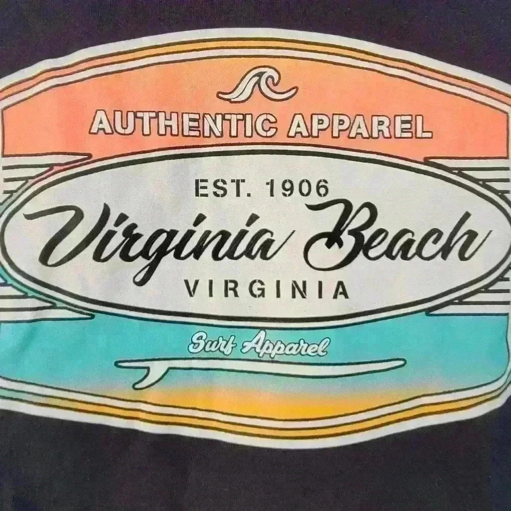 NWOT GILDAN Virginia Beach EST 1906 Black Men's Medium T Shirt Tee Vintage 1990s - Picture 3 of 5